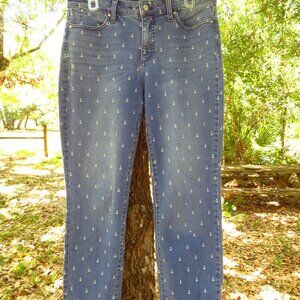 Talbots Nautical Ship Anchor Size 8 womens Denim Jeans Mid Rise